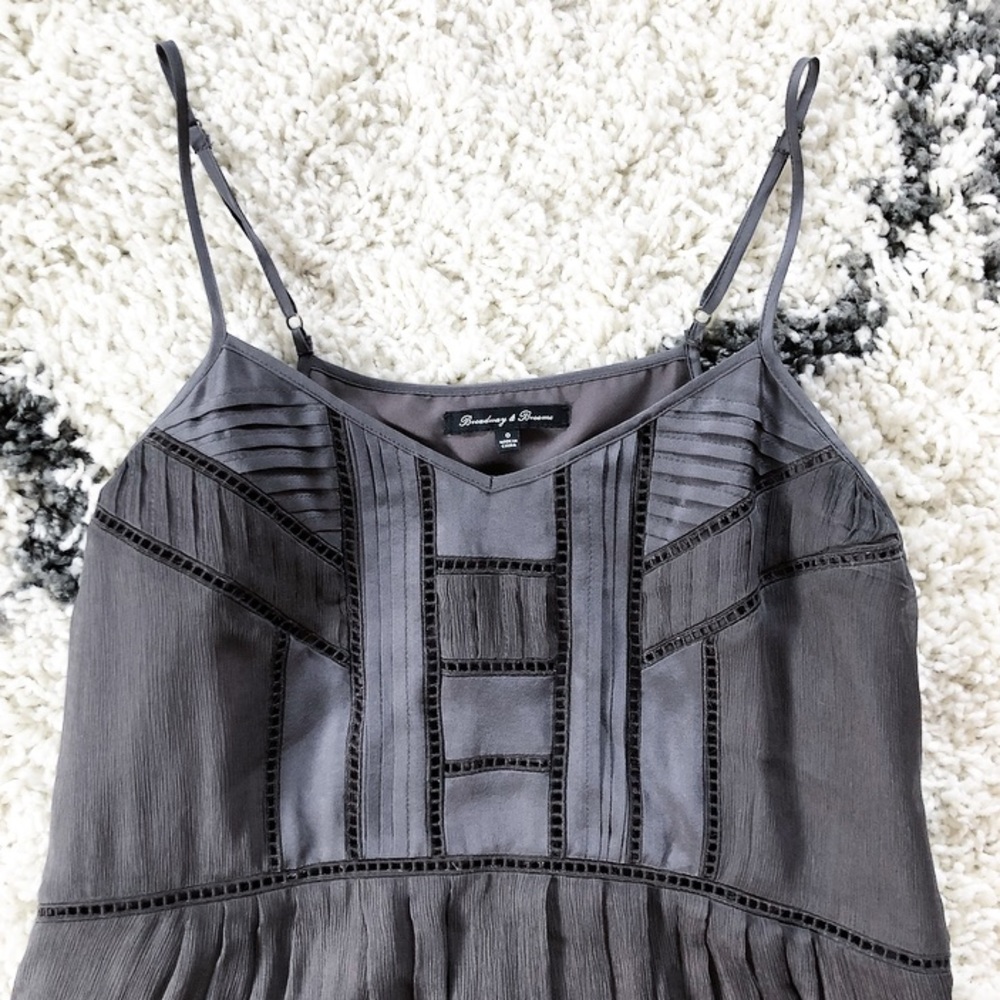 broadway & broome gray silk crepe maxi dress